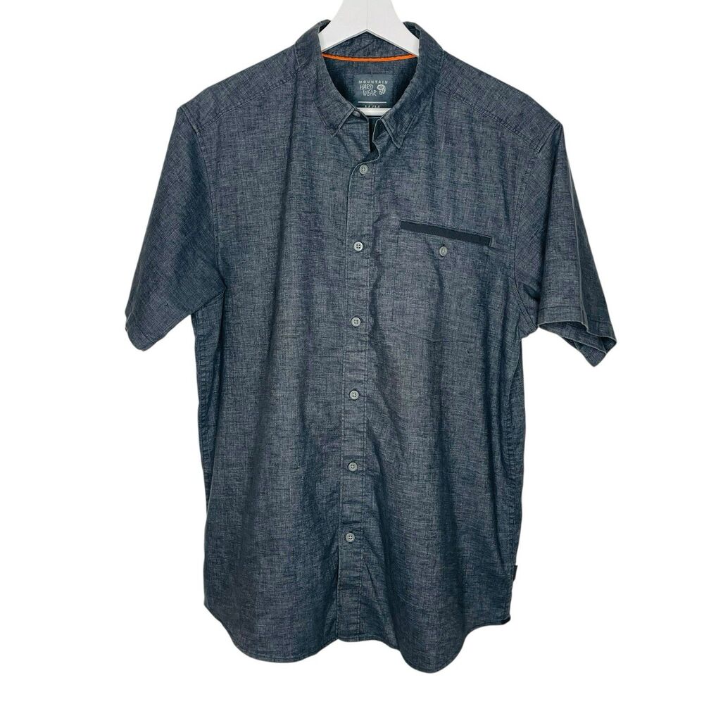 Mountain Hardwear Shirt Mens Medium Gray SS Hemp Blend SS Pocket